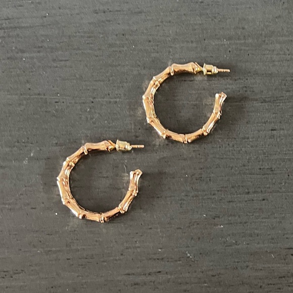 High Heels on the High Road Jewelry - 🎍Gold Bamboo Hoop Costume Jewelry Minimalist Every Day Lightweight 1” Earrings